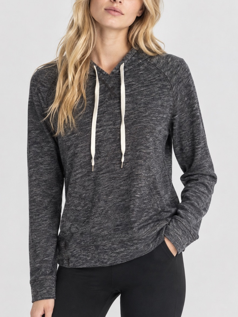 Vince Cotton Heathered Charcoal/Blue White Pullover Hoodie